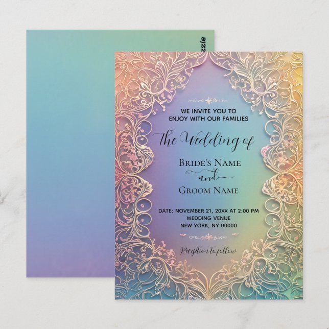 Delikate Hochzeitseinladung Postkarte (Vorne/Hinten)