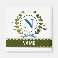 Delikate Ivy Kranz- und Bow-Name mit Monogramm N