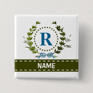 Delikate Ivy Wreath and Bow Name mit Monogram R Button