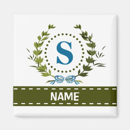 Delikate Ivy Wreath and Bow Name mit Monogram S Magnet