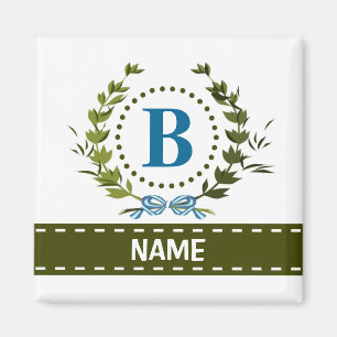 Delikate Ivy Wreath and Bow Name mit Monogramm B Magnet