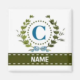 Delikate Ivy Wreath and Bow Name mit Monogramm C Magnet