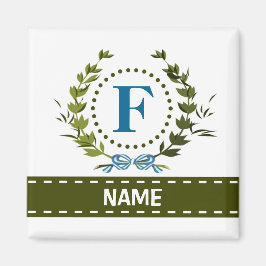 Delikate Ivy Wreath and Bow Name mit Monogramm F Magnet