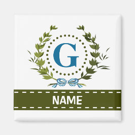 Delikate Ivy Wreath and Bow Name mit Monogramm G Magnet