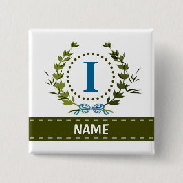 Delikate Ivy Wreath and Bow Name mit Monogramm I Button