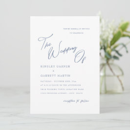 Delikate Kalligrafie Dusty Blue Wedding Einladung