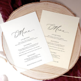 Delikate Kalligrafie Moderne romantische Hochzeit Menükarte