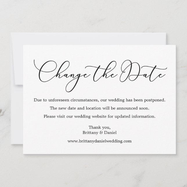 Delikate Kalligrafie verändern die Datumskarte Save The Date (Vorderseite)