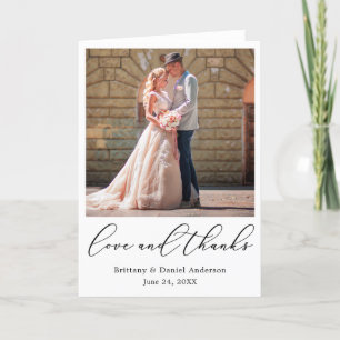 Delikate Kalligraphie Liebe und Dank Hochzeitfalte Dankeskarte