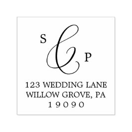 Delikate Kalligraphie Monogram Wedding Permastempel