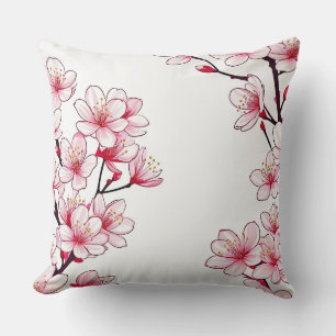 Delikate Kirschblossom-Grenze - rosa, florale Kissen