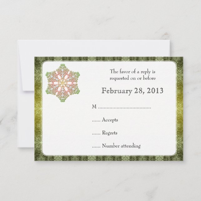 Delikate Lace Snowflake Winter Hochzeitskarte RSVP Karte (Vorderseite)