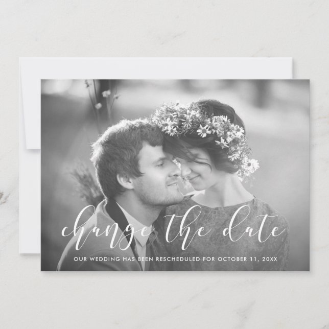 Delikate Liebe | Foto Hochzeit ändern Datum Ankündigung (Vorderseite)
