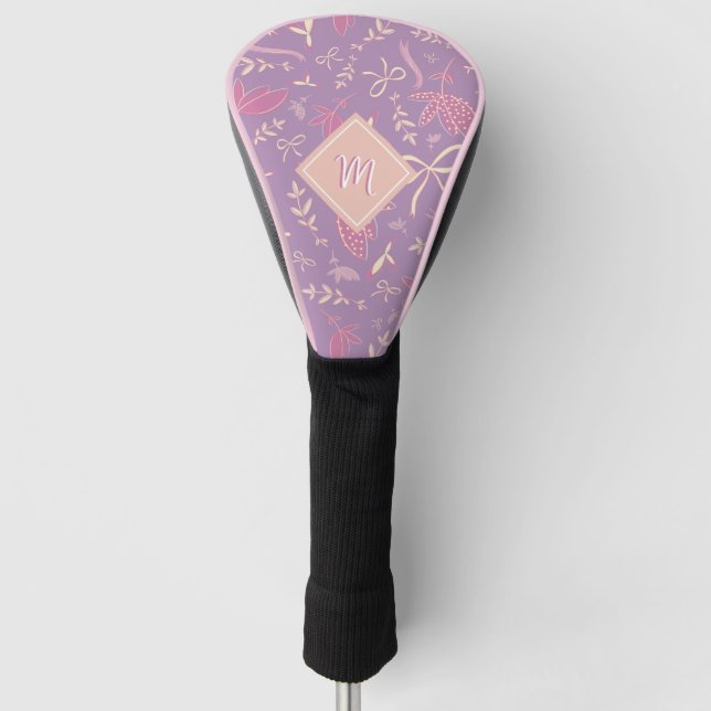Delikate Lila Florale und Bows Golf Headcover (Vorderseite)
