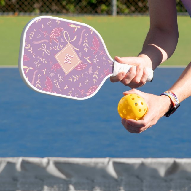 Delikate Lila Florale und Bows Pickleball Schläger (InSitu)