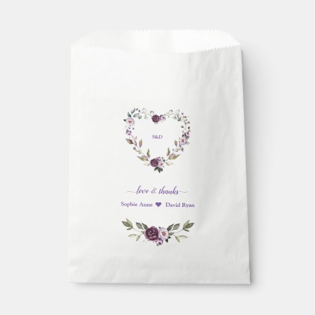 Delikate Lila Pink Peonies Blume Hochzeit Geschenktütchen (Vorderseite)