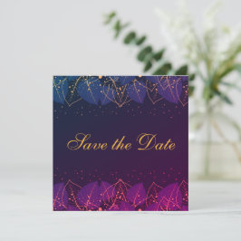 Delikate Lila und Gold-Blätter Save the Date