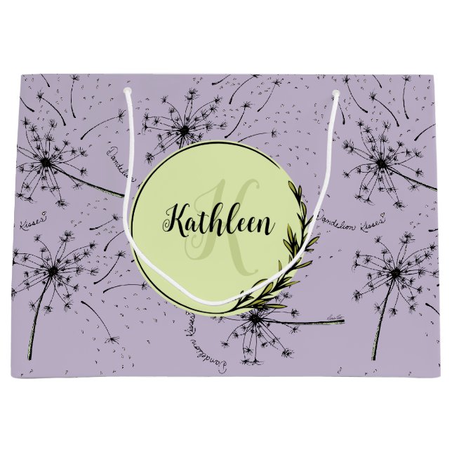 Delikate Lila Wildblume Dandelion Kisses Floral Große Geschenktüte (Vorderseite)