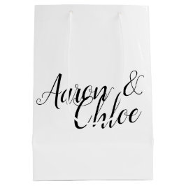 Delikate Minimalistische Kalligrafie-Hochzeit Mittlere Geschenktüte