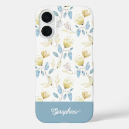 Delikate moderne Blumenmuster mit Ihrem Namen iPhone 16 Hülle