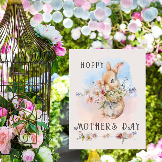 Delikate Muttertag Baby Bunny Floral Bouquet Einladungspostkarte