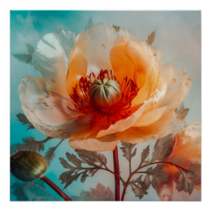 Delikate Orange-Blume Poster