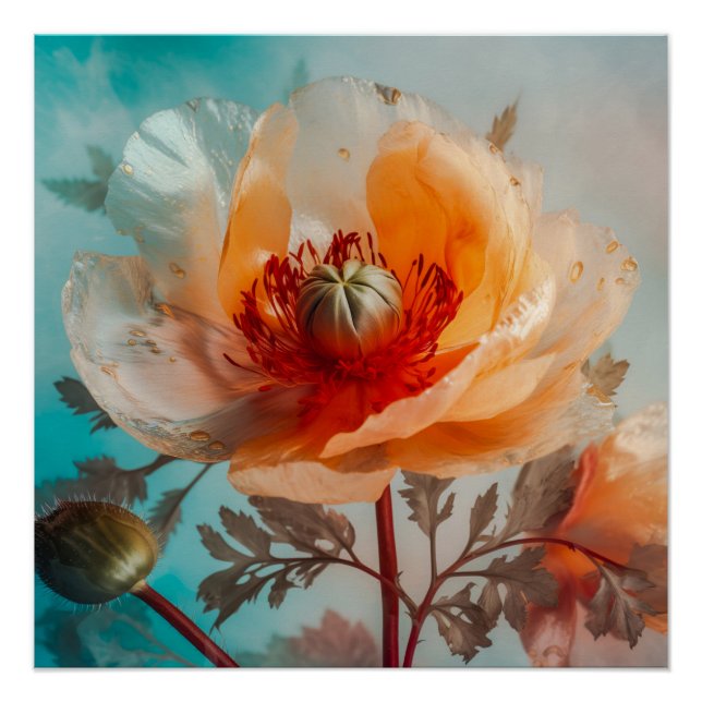 Delikate Orange-Blume Poster (Vorderseite)