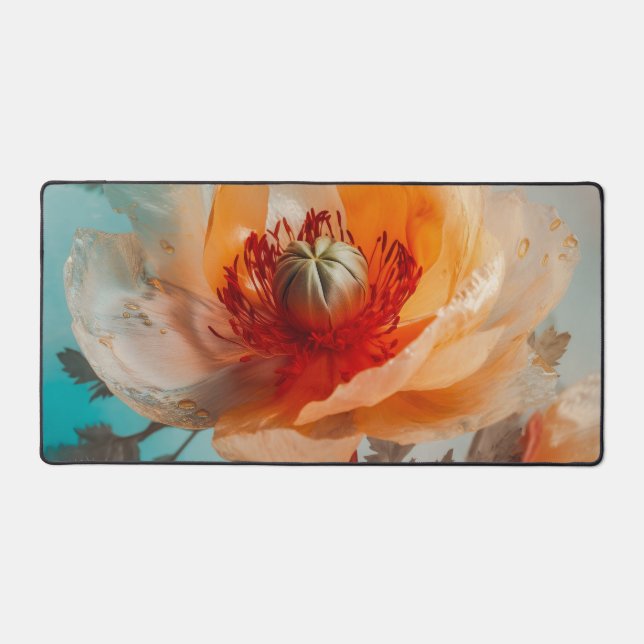 Delikate Orange-Blume Schreibtischunterlage (Vorderseite)