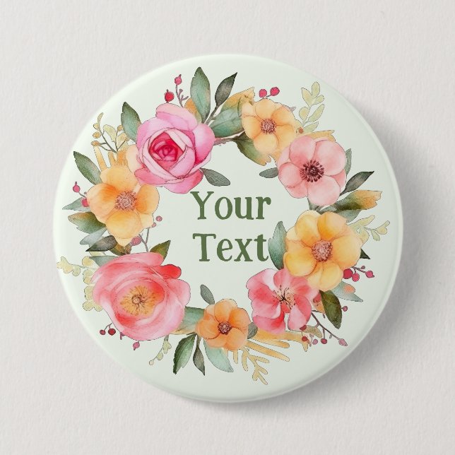 Delikate Orange Blume Wreath Lapel Emblem Button (Vorderseite)