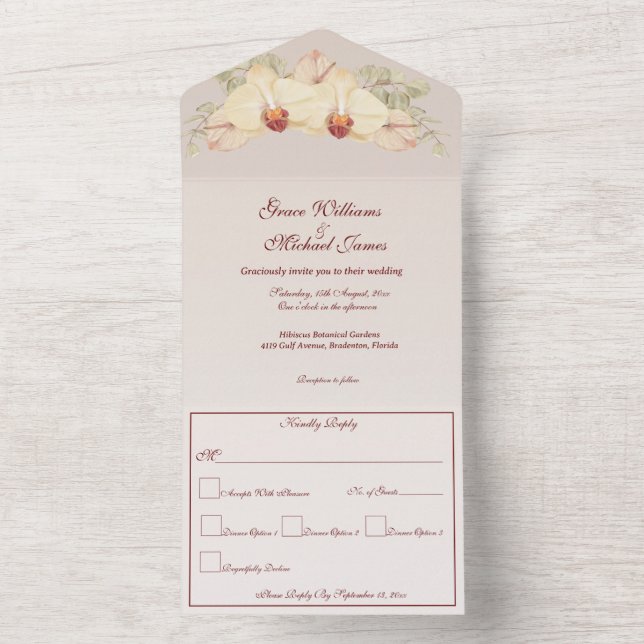 Delikate Orchid-Blume All In One Einladung (Innen Boden)