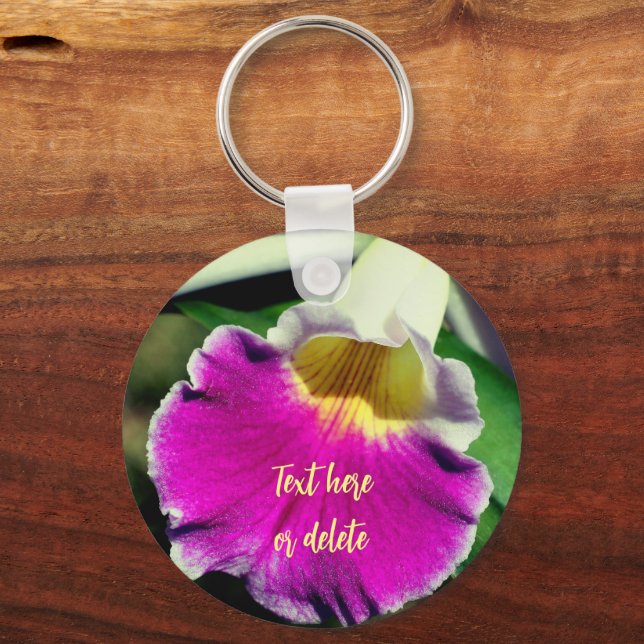 Delikate Orchid-Blume Personalisiert Schlüsselanhänger (Vorderseite)