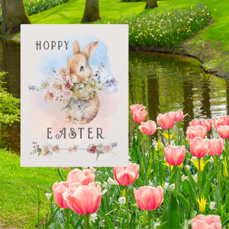 Delikate Osterbaby Bunny Floral Bouquet Einladungspostkarte