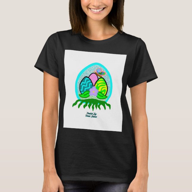 Delikate Ostereier Frauen Schwarzes Basic T-Shirt (Vorderseite)