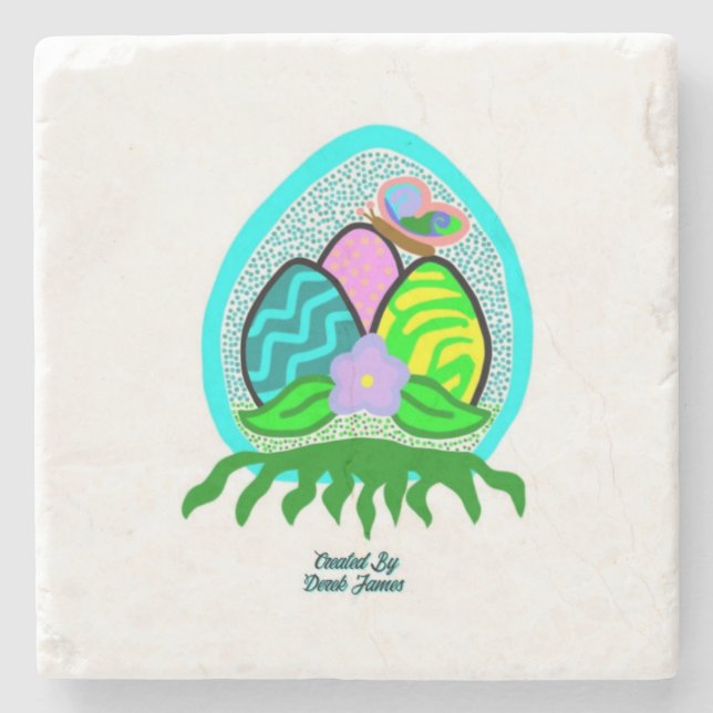 Delikate Ostereier Marmorplatte Stone Untersetzer (Vorderseite)