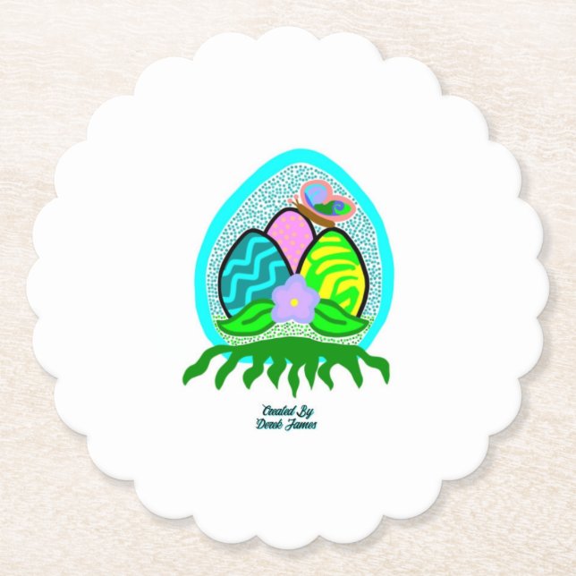 Delikate Ostereier Scalloped Round Untersetzer (Vorderseite)