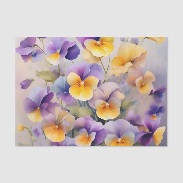 Delikate Pansy-Blume in weichem Wasser Seidenpapier (Vorderseite)