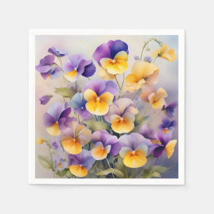 Delikate Pansy-Blume in weichem Wasser Serviette