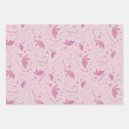Delikate Pastel Florals und Bows Geschenkpapier Set