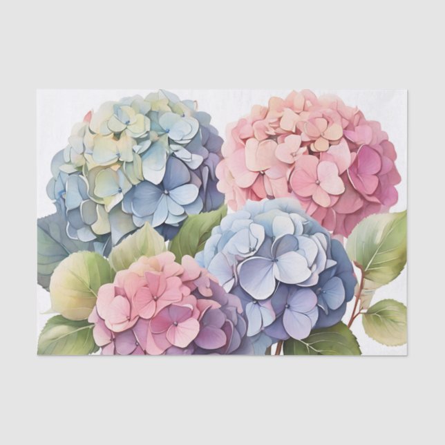 Delikate Pastel Hydrangea-Blume Seidenpapier (Vorderseite)