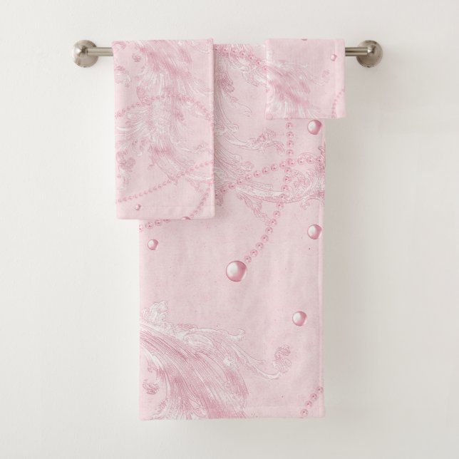 Delikate Pastel Pink Pearl Luxus Badetuch Set (Insitu)