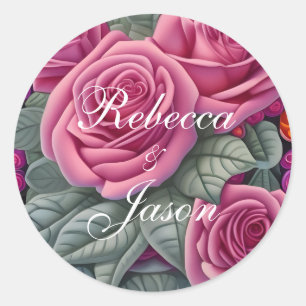 Delikate pastellrosa Hochzeitsstipps - Rose Runder Aufkleber