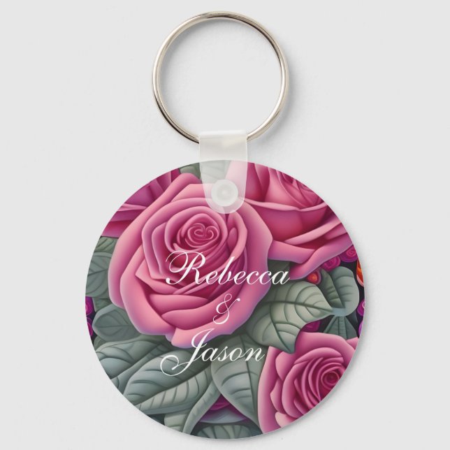 Delikate pastellrosa Hochzeitsstipps - Rose Schlüsselanhänger (Vorderseite)