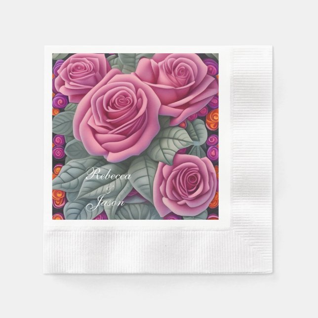 Delikate pastellrosa Hochzeitsstipps - Rose Serviette (Vorderseite)