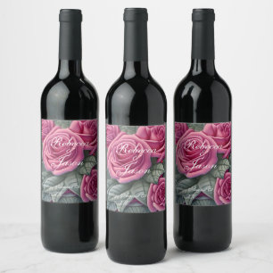 Delikate pastellrosa Hochzeitsstipps - Rose Weinetikett