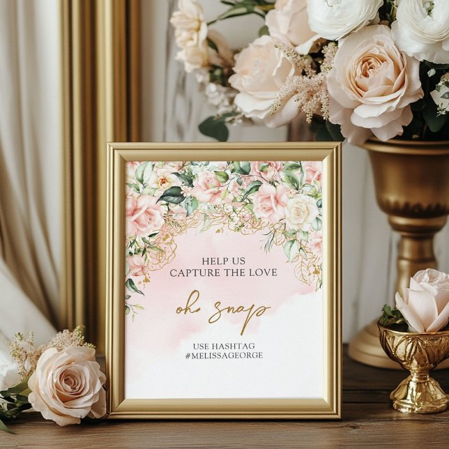 Delikate Pastellrosen, pinkfarben, goldfarben Oh S Poster (Delicate soft pastel pink roses gold Oh snap sign)