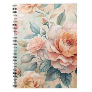 Delikate Peach Tone Floral Watercolor Notebook Notizblock