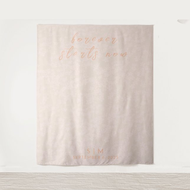 Delikate Peach Wedding Foto Backdrop Tapestes Wandteppich (Vorderseite)