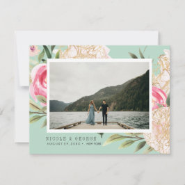 Delikate Peony Gold Blume Foto Save the Date Ankündigung