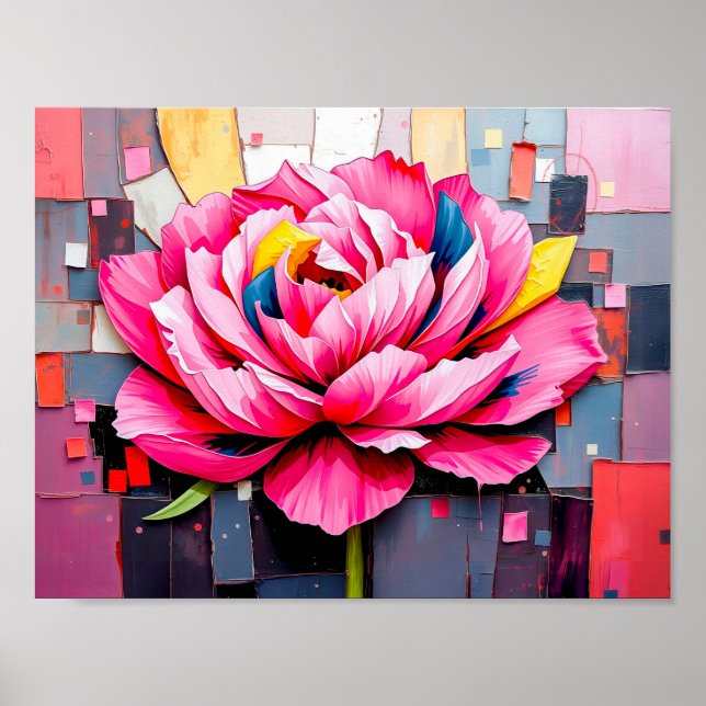 Delikate Peony im modernen Abstrakten Stil Poster (Vorne)
