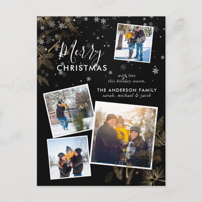 Delikate Pines Weihnachten 4 Foto Collage Card Postkarte (Vorderseite)
